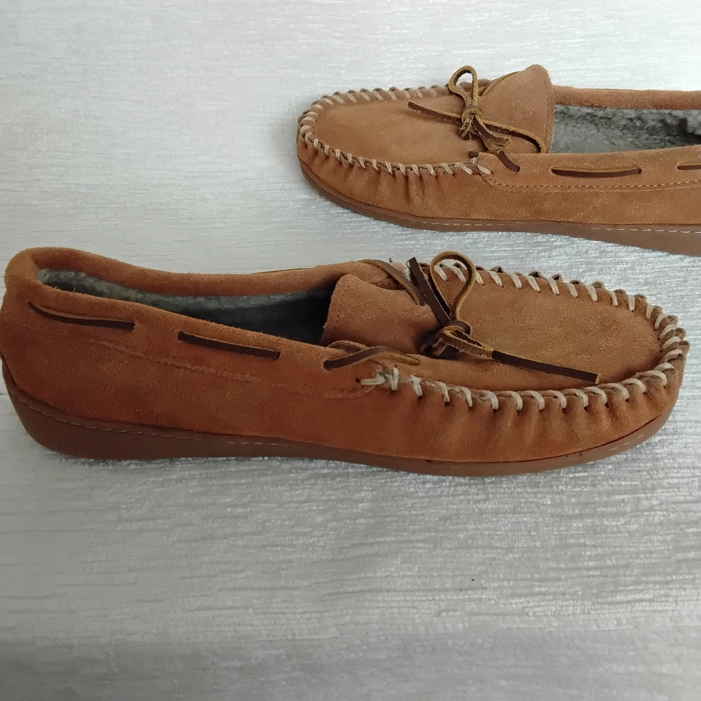 Minnetonka Size 10 Mens Tan Suede Moccasins - Picture 9 of 11